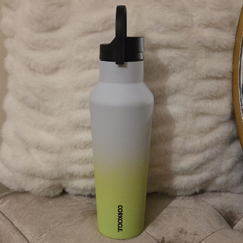 Corkcicle 20oz Sports Canteen Gradient Water Bottle - Black and  Lime Green